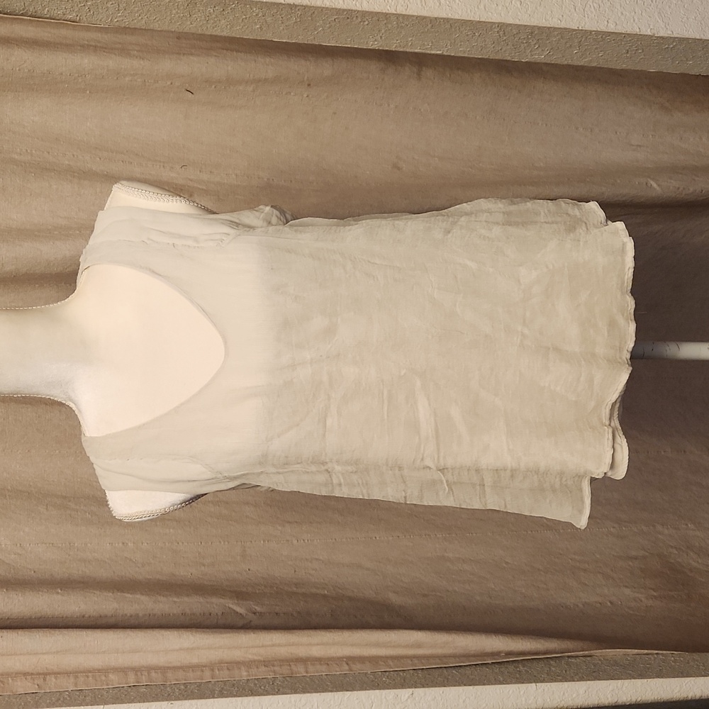 TRANSIT par-such silk tank sz 2 light gray layered crinkle top Small